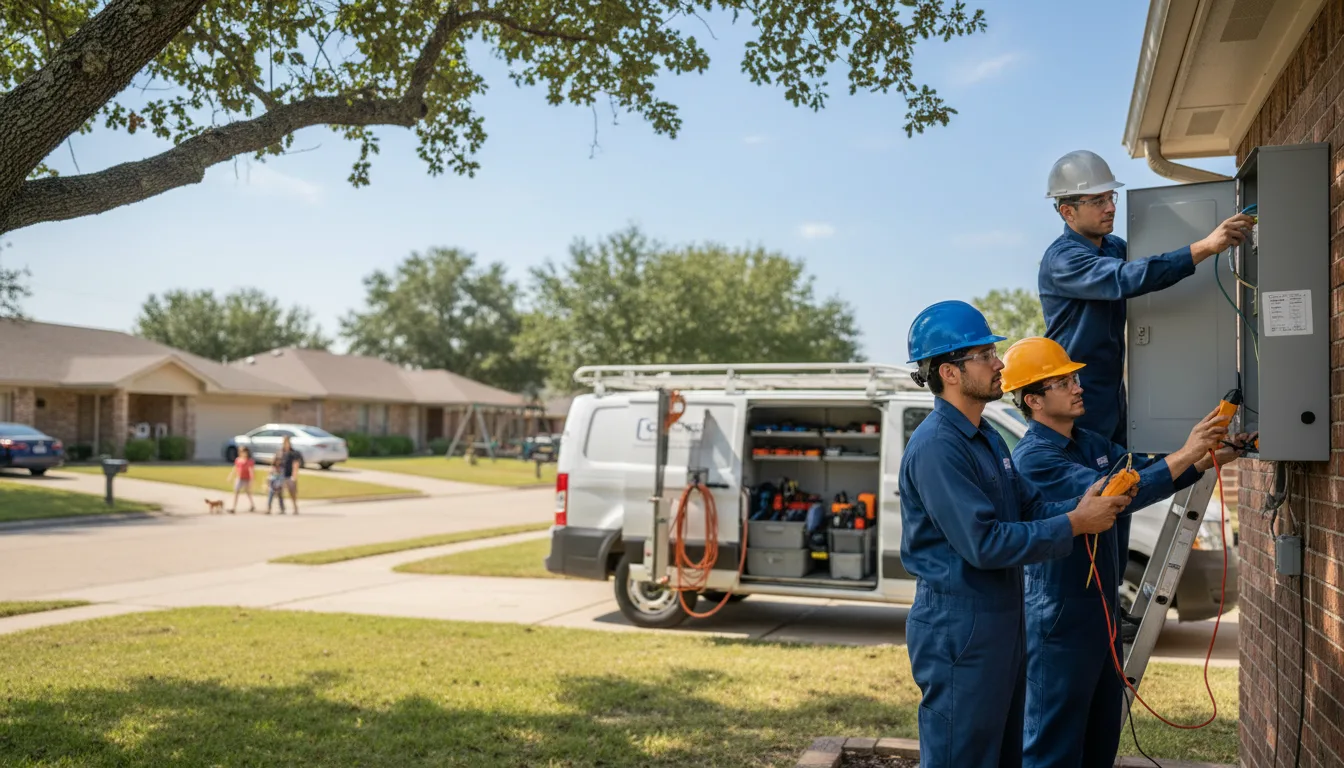 Certified electrician providing emergency electrical services in Mereta, TX